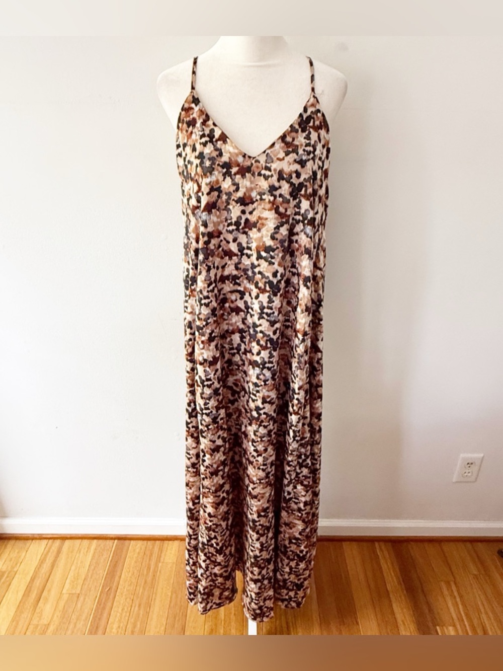 Nicole Miller Women Satin Sleeveless Maxi Dress Small Cruise Resort Evening